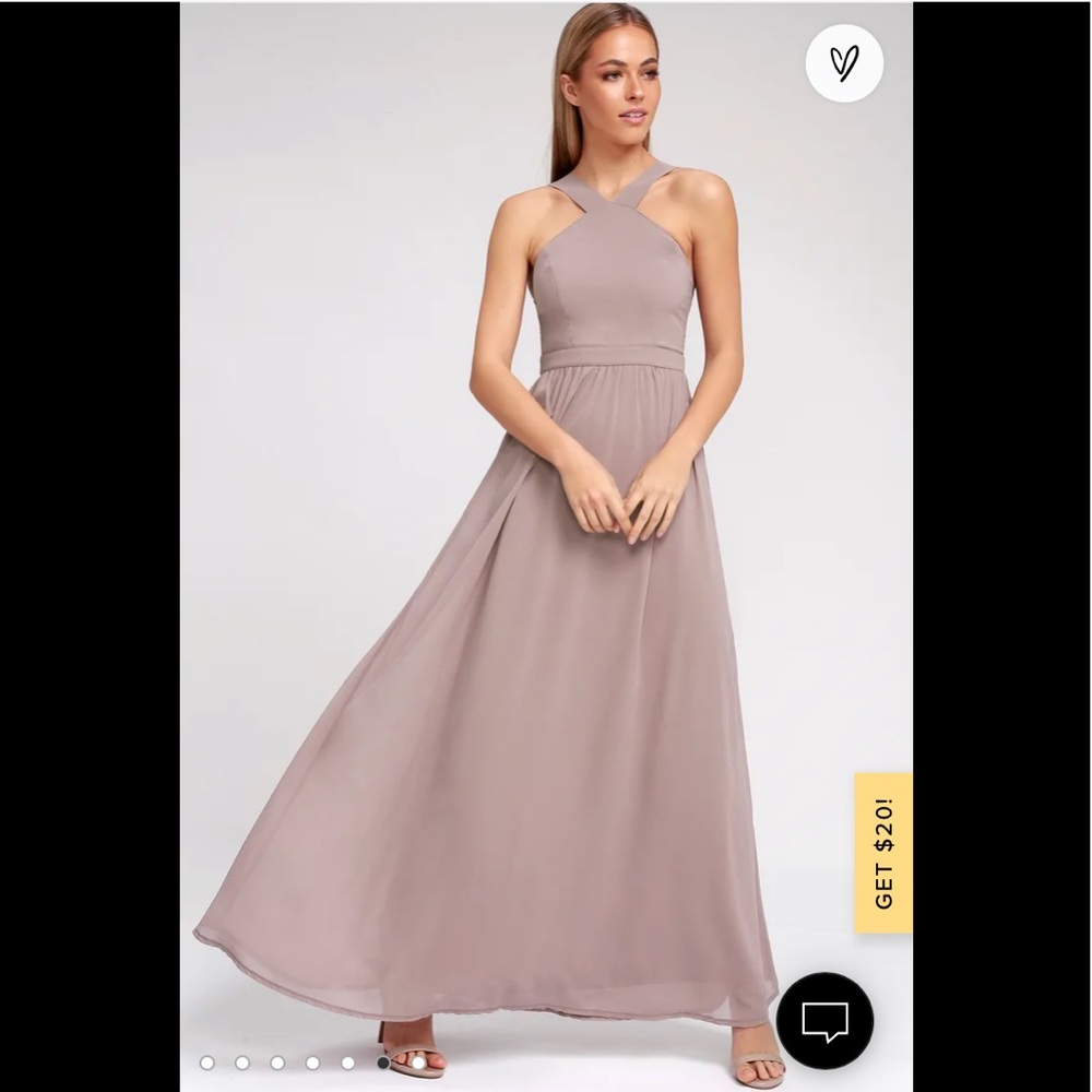 Lulus Air of Romance Taupe Maxi Dress